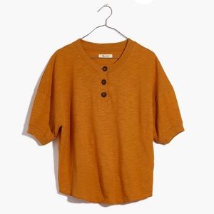 Madewell Ochre Raw Edge Boyfriend Henley